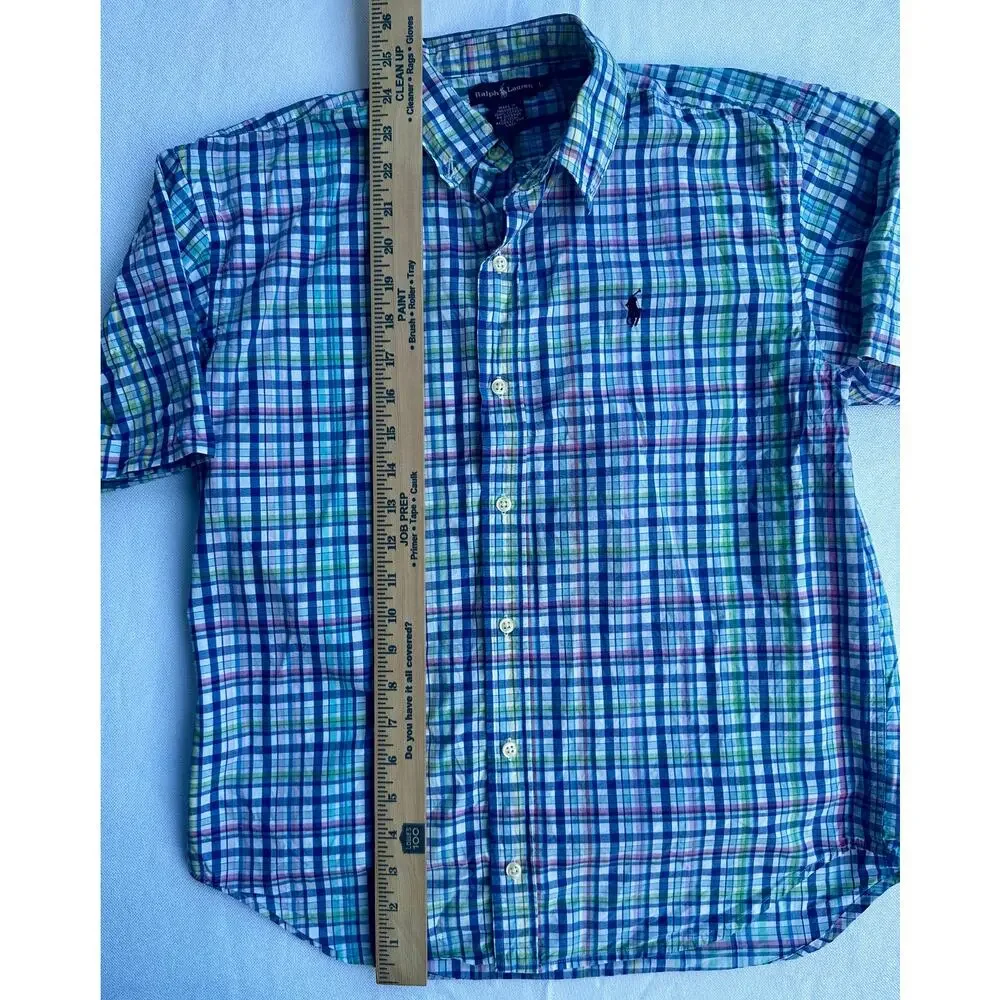 Ralph Lauren Plaid Short Sleeve Button Down Shirt Multicolor Boys' L